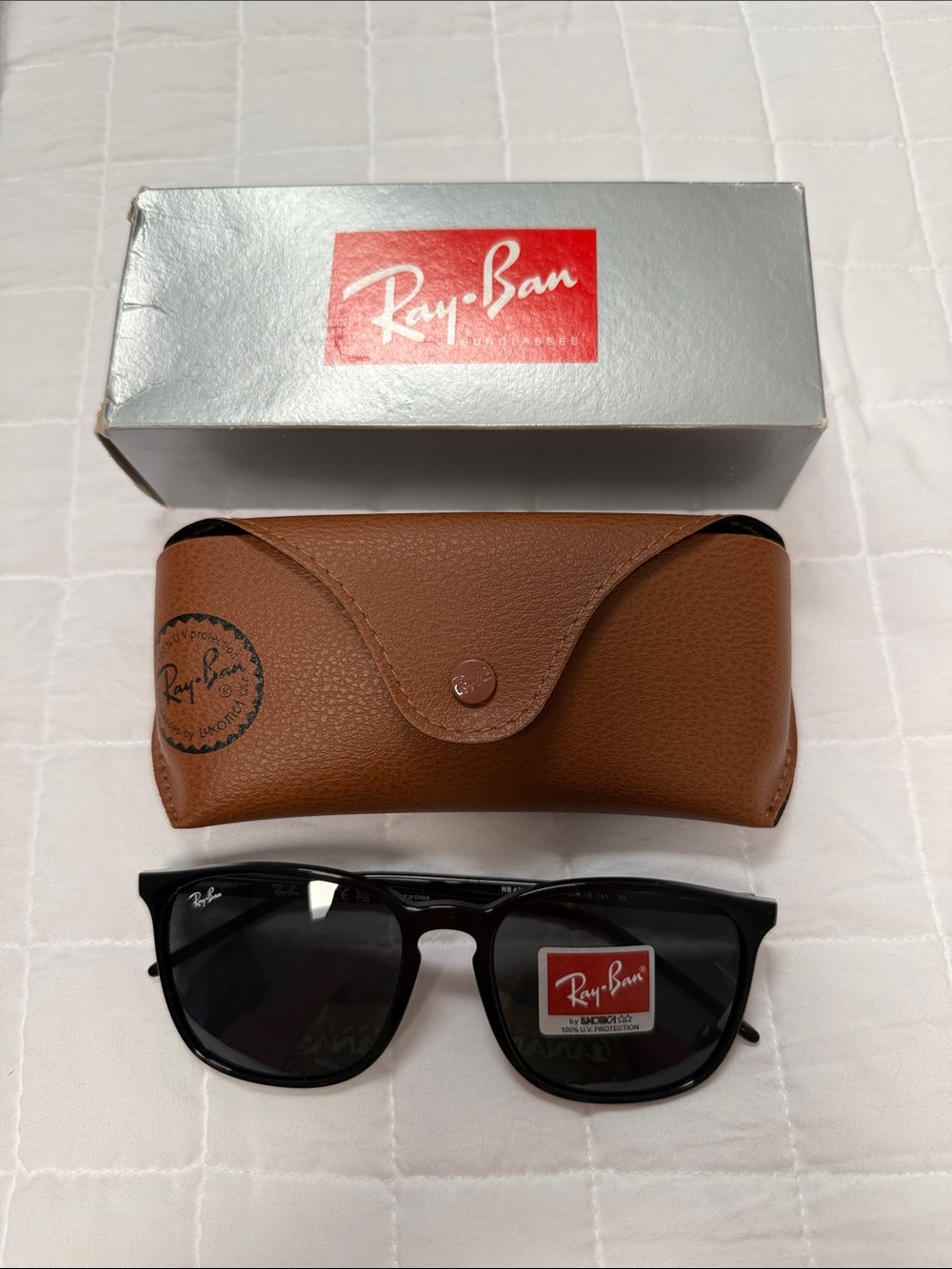 Ray-Ban Black Sunglasses with Brown Leather Case